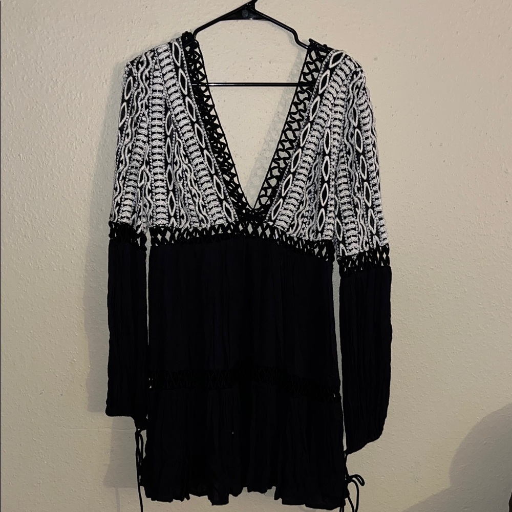 Free People Dust Till Dawn Boho Knit V-Neck Dress